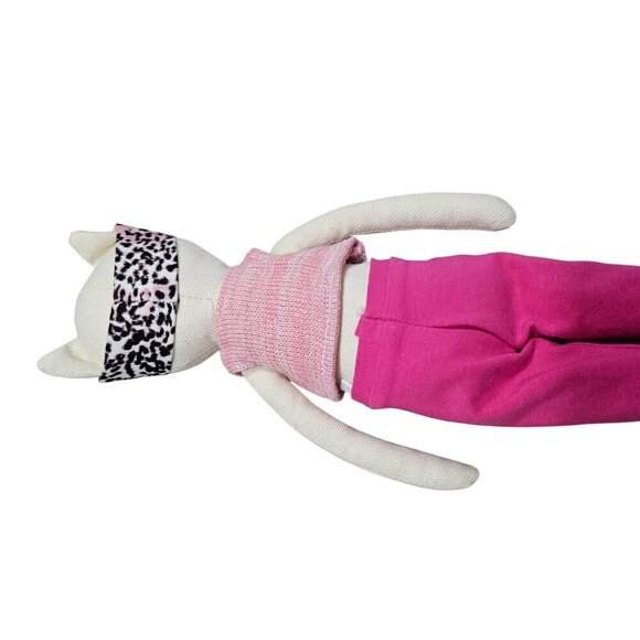 Anthropologie Cat Doll Woven Knit With Pink Outfit Leopard Print Headband 18" - Picture 9 of 10
